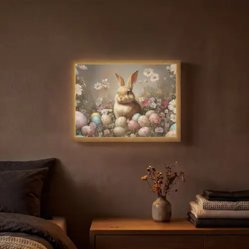 Paashaas - Lente - Paaseieren Light Box met batterij (Wandlamp) middel -sfeer4