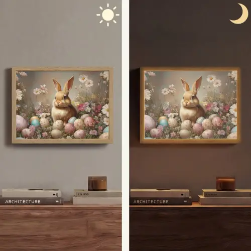 Paashaas - Lente - Paaseieren Light Box met batterij (Wandlamp) middel -sfeer3