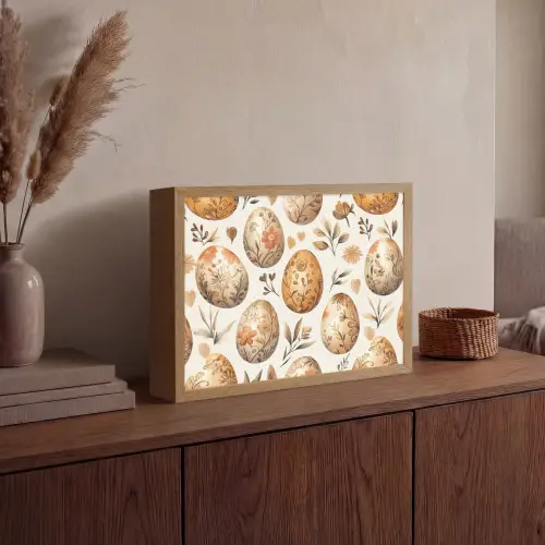 Paaseieren - Bruin - Bloemen Light Box met batterij (Wandlamp) middel -sfeer2