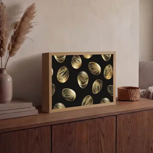 Eieren - Goud - Patroon Light Box met batterij (Wandlamp) middel -sfeer2