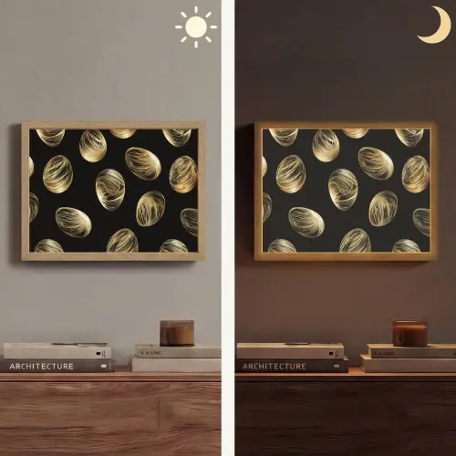 Eieren - Goud - Patroon Light Box met batterij (Wandlamp) middel -sfeer3