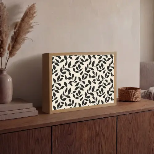 Elegant - Patroon - Zwart - Beige Light Box met batterij (Wandlamp) middel 907 -sfeer2