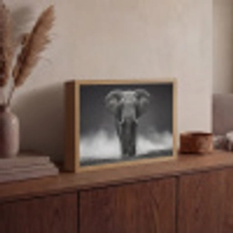 Olifant - Zwart - Wit - Rook Light Box met batterij (Wandlamp) middel -sfeer2