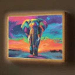 Olifant - Kleurrijk - Lucht - Abstract Light Box met batterij (Wandlamp) middel -z3d_website