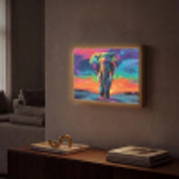 Olifant - Kleurrijk - Lucht - Abstract Light Box met batterij (Wandlamp) middel -sfeer1
