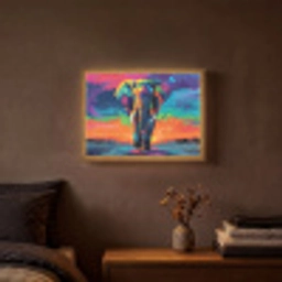 Olifant - Kleurrijk - Lucht - Abstract Light Box met batterij (Wandlamp) middel -sfeer4