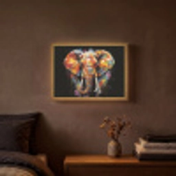 Olifant - Graffiti - Zwart - Dieren - Kleuren Light Box met batterij (Wandlamp) middel -sfeer4
