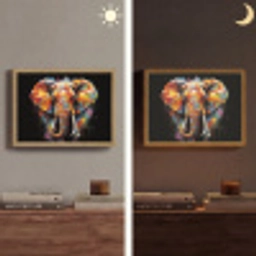 Olifant - Graffiti - Zwart - Dieren - Kleuren Light Box met batterij (Wandlamp) middel -sfeer3