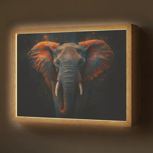 Olifant - Oranje - Oren Light Box met batterij (Wandlamp) middel -z3d_website