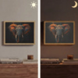 Olifant - Oranje - Oren Light Box met batterij (Wandlamp) middel -sfeer3