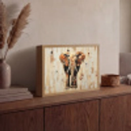 Olifant - Slurf - Mozaïek - Abstract Light Box met batterij (Wandlamp) middel -sfeer2
