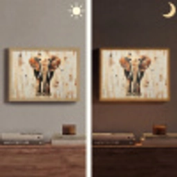 Olifant - Slurf - Mozaïek - Abstract Light Box met batterij (Wandlamp) middel -sfeer3