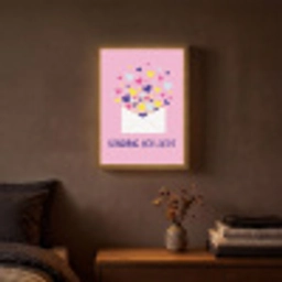 Envelop - Love - Hartjes - Valentijn Light Box met batterij (Wandlamp) middel -sfeer4