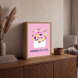 Envelop - Love - Hartjes - Valentijn Light Box met batterij (Wandlamp) middel -sfeer2