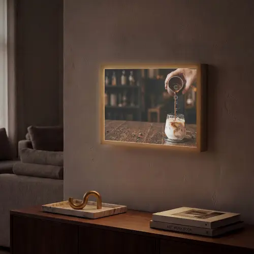 Espresso - Melk - Café Light Box met batterij (Wandlamp) middel -sfeer1