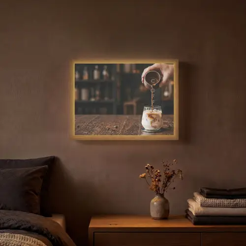 Espresso - Melk - Café Light Box met batterij (Wandlamp) middel -sfeer4