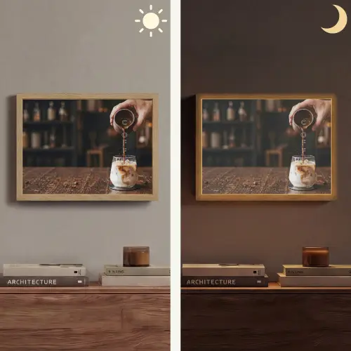 Espresso - Melk - Café Light Box met batterij (Wandlamp) middel -sfeer3
