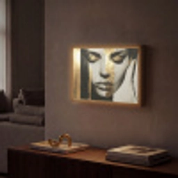 Ogen - Gezicht - Goud - Strepen Light Box met batterij (Wandlamp) middel -sfeer1