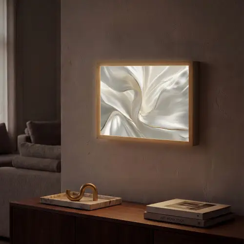 Stof - Plooien - Goud Light Box met batterij (Wandlamp) middel -sfeer1