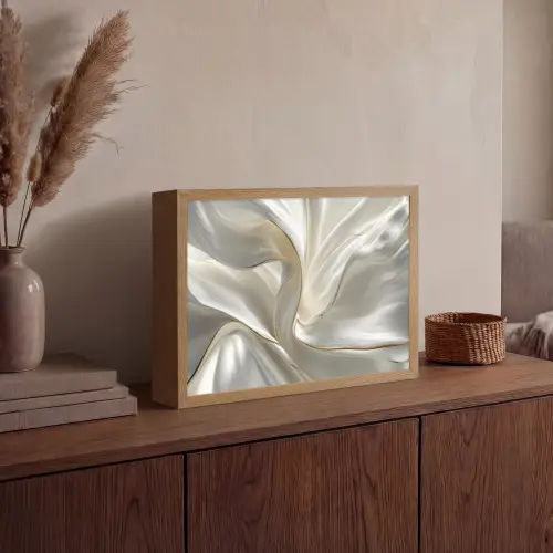 Stof - Plooien - Goud Light Box met batterij (Wandlamp) middel -sfeer2