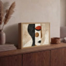 Gezicht - Abstract - Kunst - Vormen Light Box met batterij (Wandlamp) middel -sfeer2