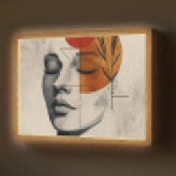 Gezicht - Cirkels - Kunst - Modern Light Box met batterij (Wandlamp) middel -z3d_website