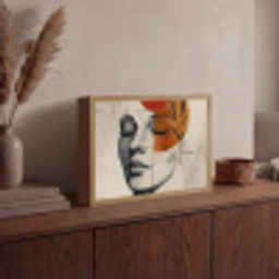Gezicht - Cirkels - Kunst - Modern Light Box met batterij (Wandlamp) middel -sfeer2