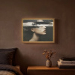 Gezicht - Vrouw - Zwart - Abstract Light Box met batterij (Wandlamp) middel -sfeer4