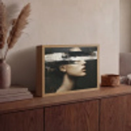 Gezicht - Vrouw - Zwart - Abstract Light Box met batterij (Wandlamp) middel -sfeer2
