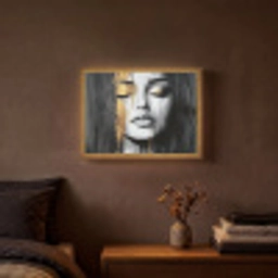 Gezicht - Vrouw - Penseelstreken - Abstract Light Box met batterij (Wandlamp) middel -sfeer4