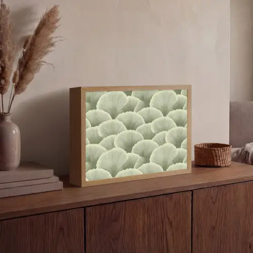 Waaier - Blad - Groen Light Box met batterij (Wandlamp) middel 907 -sfeer2