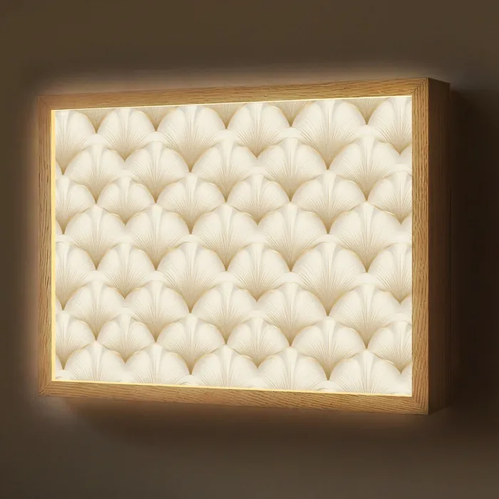 Waaier - Motief - Goud Light Box met batterij (Wandlamp) middel 907 -z3d_website