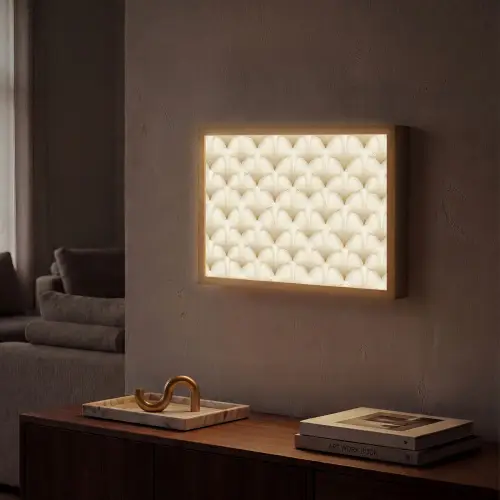 Waaier - Motief - Goud Light Box met batterij (Wandlamp) middel 907 -sfeer1