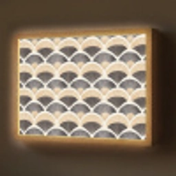 Waaier - Patroon - Zwart - Beige Light Box met batterij (Wandlamp) middel 907 -z3d_website