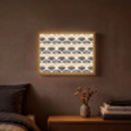 Waaier - Patroon - Zwart - Beige Light Box met batterij (Wandlamp) middel 907 -sfeer4