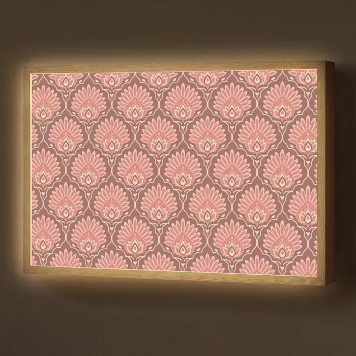 Waaiermotief - Patroon - Roze Light Box met batterij (Wandlamp) middel -z3d_website