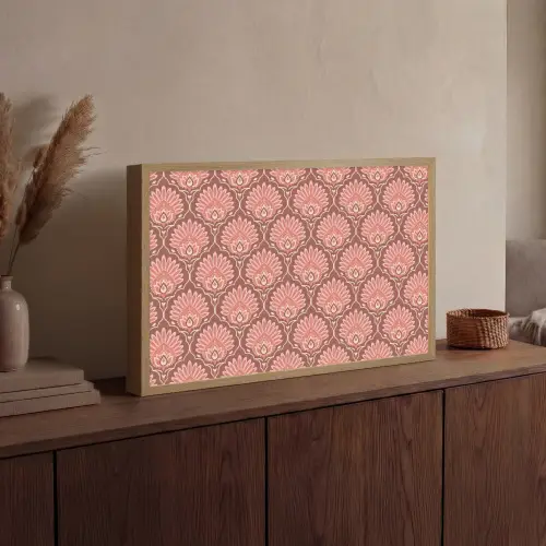 Waaiermotief - Patroon - Roze Light Box met batterij (Wandlamp) middel -sfeer2