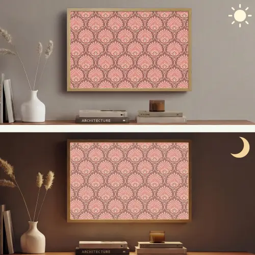 Waaiermotief - Patroon - Roze Light Box met batterij (Wandlamp) middel -sfeer3
