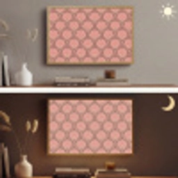 Waaiermotief - Patroon - Roze Light Box met batterij (Wandlamp) middel -sfeer3