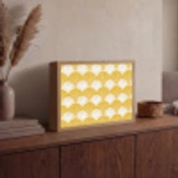 Waaier - Geel - Art Light Box met batterij (Wandlamp) middel 907 -sfeer2