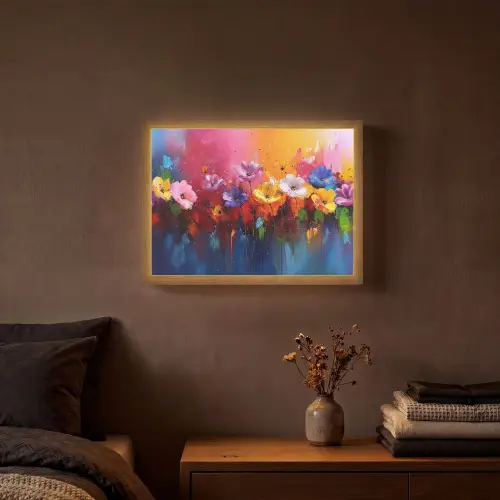 Fantasiebloemen - Verf - Speels Light Box met batterij (Wandlamp) middel -sfeer4