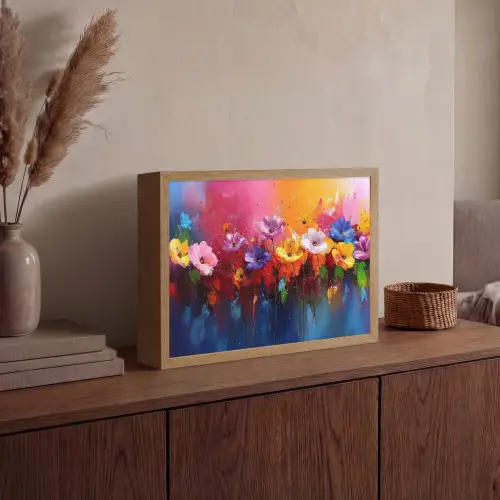 Fantasiebloemen - Verf - Speels Light Box met batterij (Wandlamp) middel -sfeer2