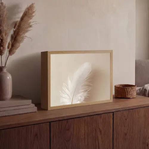 Veer - Minimalistisch - Roze Light Box met batterij (Wandlamp) middel -sfeer2