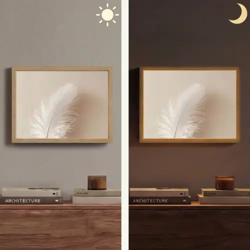 Veer - Minimalistisch - Roze Light Box met batterij (Wandlamp) middel -sfeer3