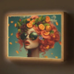 Vrouw - Sinaasappel - Bessen - Oranje Light Box met batterij (Wandlamp) middel -z3d_website