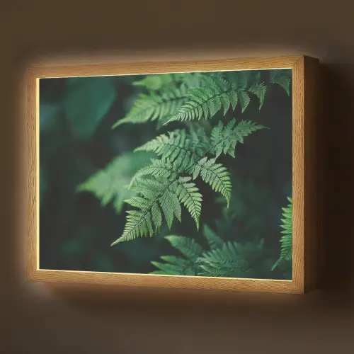 Varenblad - Groen - Structuur - Wazig Light Box met batterij (Wandlamp) middel -z3d_website