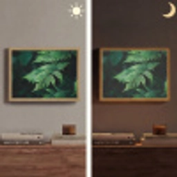 Varenblad - Groen - Structuur - Wazig Light Box met batterij (Wandlamp) middel -sfeer3