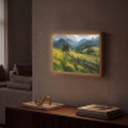 Veld - Hek - Bergen - Bloemen Light Box met batterij (Wandlamp) middel -sfeer1
