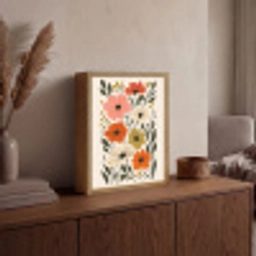 Veldbloemen - Stengels - Blaadjes - Groen Light Box met batterij (Wandlamp) middel -sfeer2