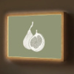 Vijgen - Minimalistisch - Getekend - Mosgroen Light Box met batterij (Wandlamp) middel -z3d_website